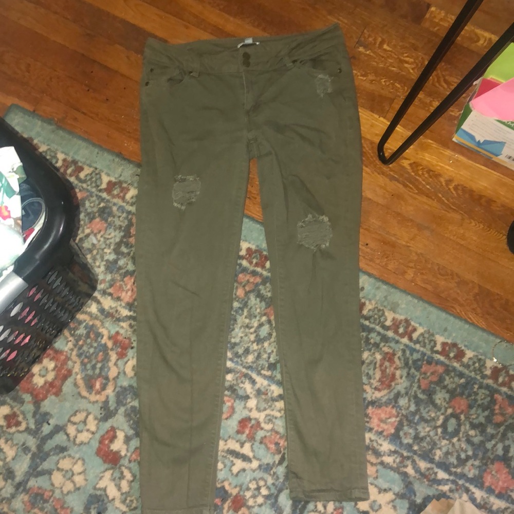 Navy green jeans